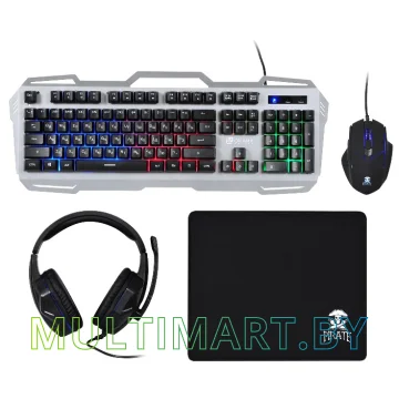 Комплект клавиатура + мышь с ковриком + наушники Oklick HS-HKM300G Pirate